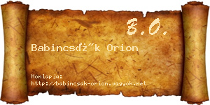 Babincsák Orion névjegykártya